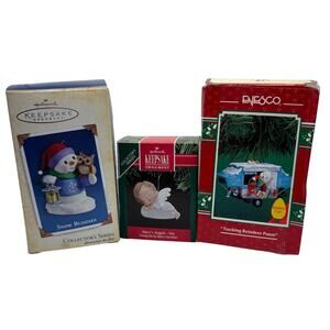 Hallmark Ornament Christmas Lot Of 3 Snow Buddies Mary’s Angels Enesco Reindeer